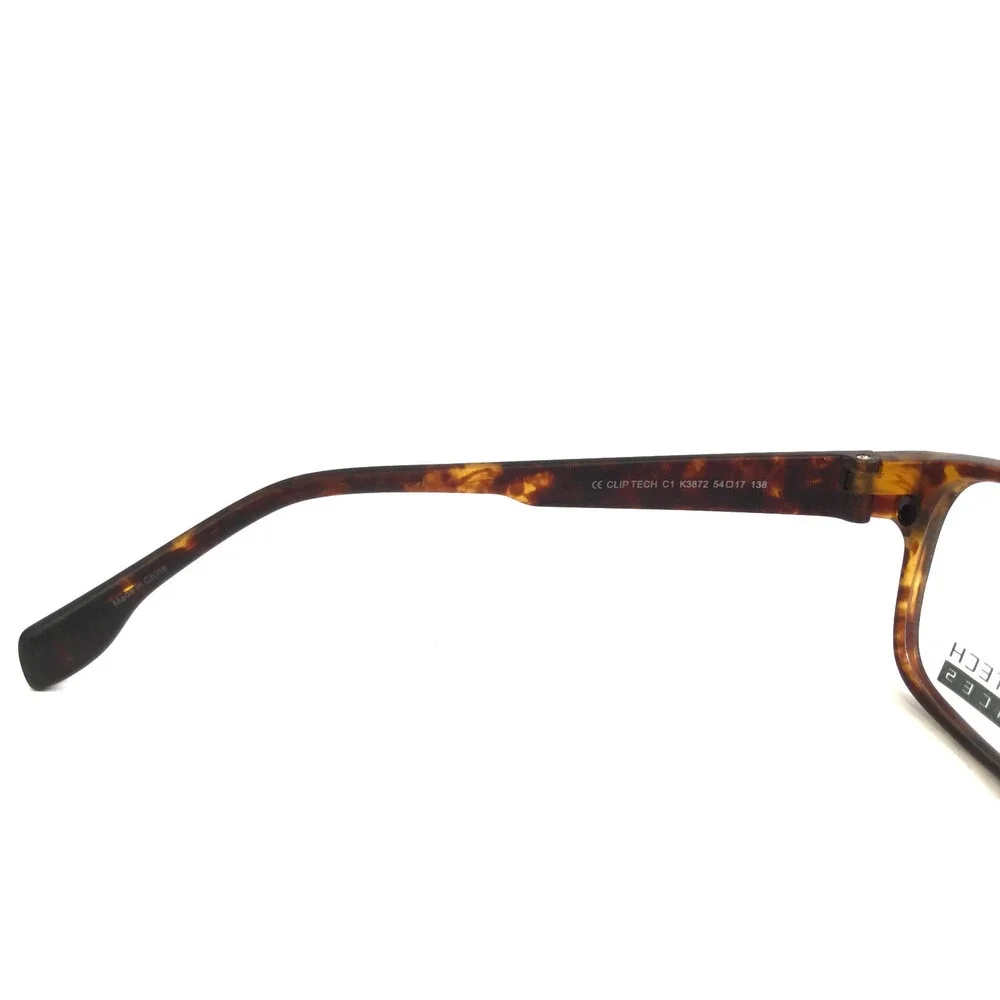 Clip Tech Eyeglasses Frames K3872 C1 Tortoise Brown Rectangle Full Rim 54-17-138